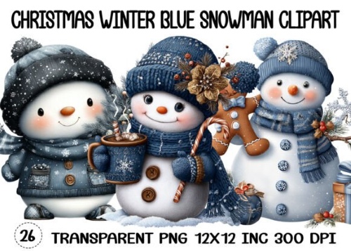 Snowman Winter Cliparts Bundle PNG 30 Sets Snowman Winter Cliparts Bundle PNG 30 Sets