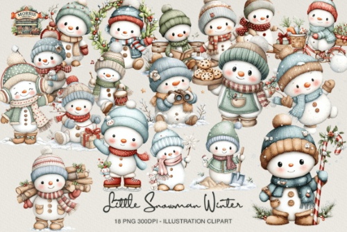 Snowman Winter Cliparts Bundle PNG 30 Sets Snowman Winter Cliparts Bundle PNG 30 Sets