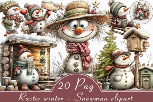 Snowman Winter Cliparts Bundle PNG 30 Sets Snowman Winter Cliparts Bundle PNG 30 Sets