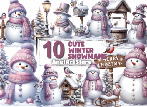 Snowman Winter Cliparts Bundle PNG 30 Sets Snowman Winter Cliparts Bundle PNG 30 Sets