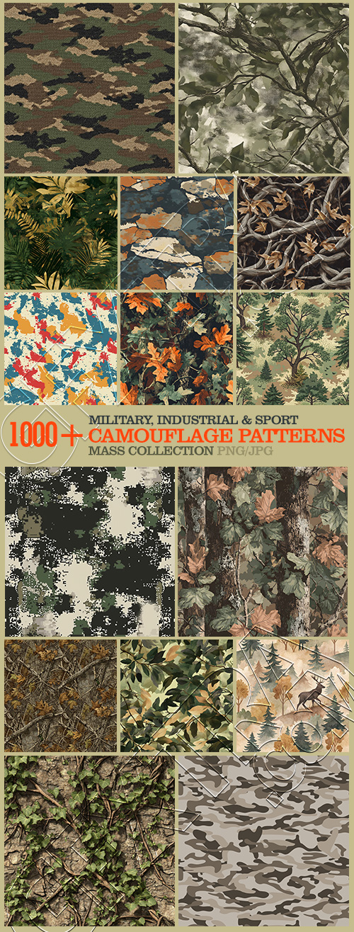 1000+ Seamless Camouflage Patterns 949xJPG, 123xPNG