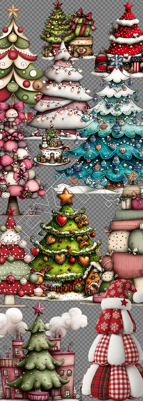 Christmas Tree Pretty Illustrations #1, 260xPNG