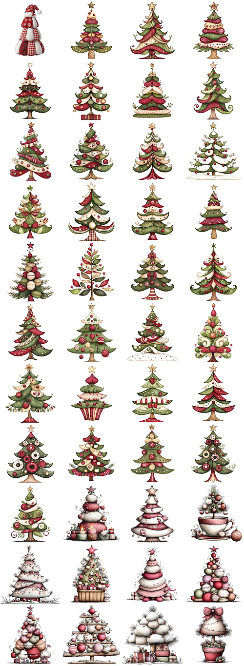 Christmas Tree Pretty Illustrations #1, 260xPNG
