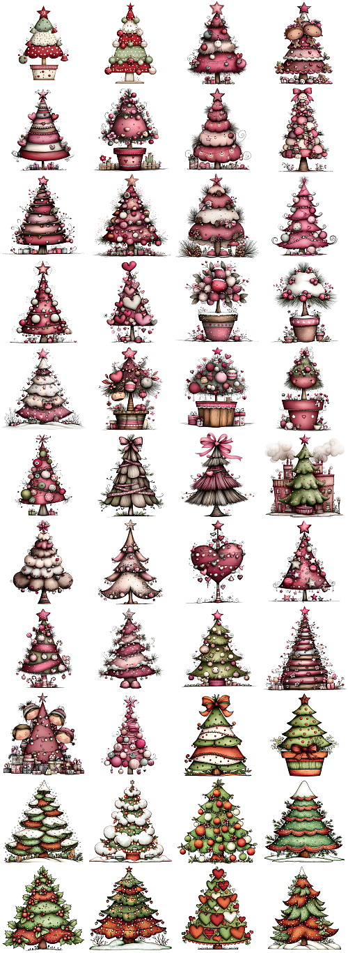 Christmas Tree Pretty Illustrations #1, 260xPNG