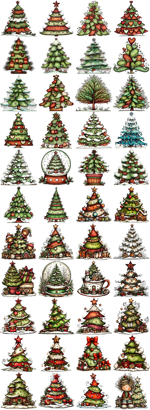 Christmas Tree Pretty Illustrations #1, 260xPNG