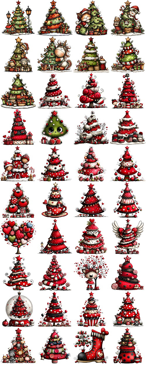 Christmas Tree Pretty Illustrations #1, 260xPNG