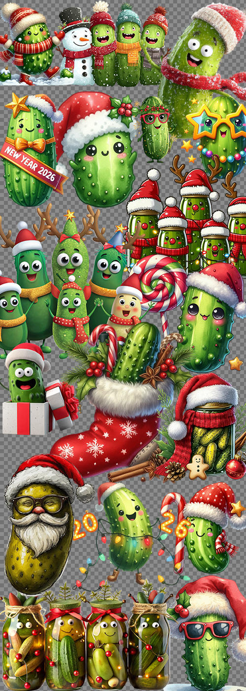 Christmas Pickle Illustrations Mass Bundle 605xPNG Christmas Pickle Illustrations Mass Bundle 605xPNG