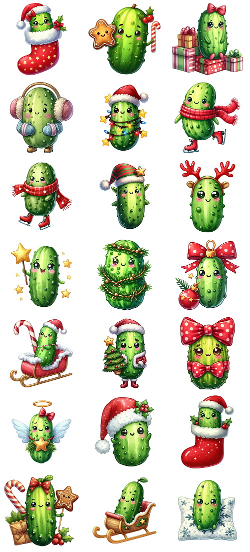 Christmas Pickle Illustrations Mass Bundle 605xPNG