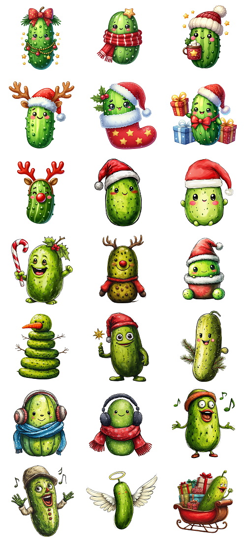 Christmas Pickle Illustrations Mass Bundle 605xPNG