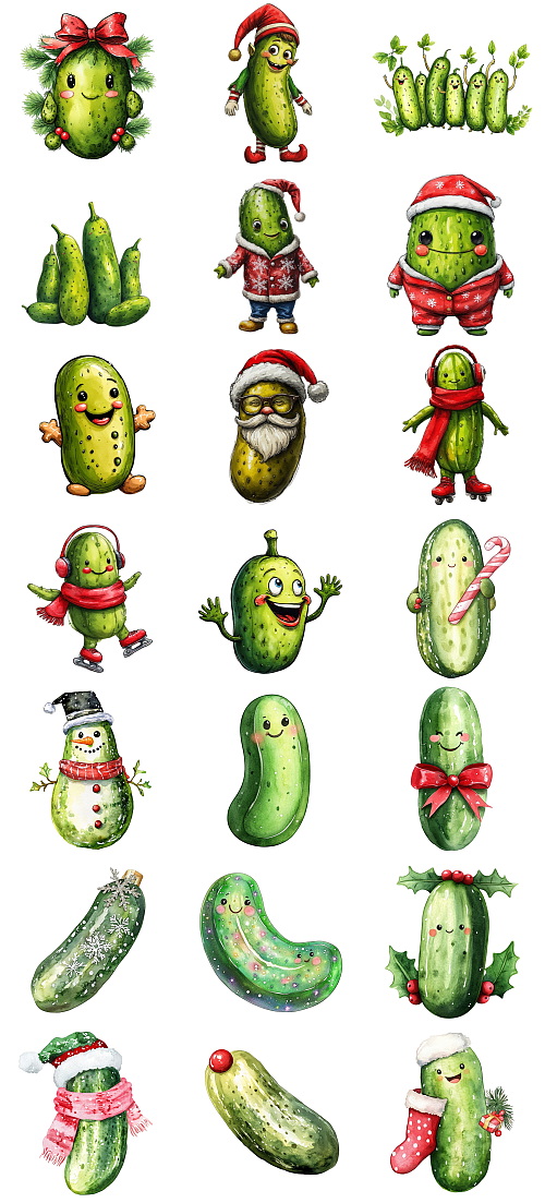 Christmas Pickle Illustrations Mass Bundle 605xPNG