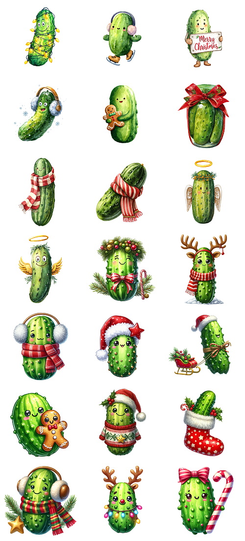 Christmas Pickle Illustrations Mass Bundle 605xPNG