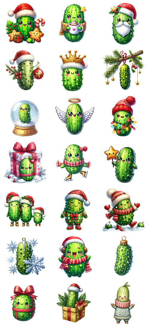 Christmas Pickle Illustrations Mass Bundle 605xPNG