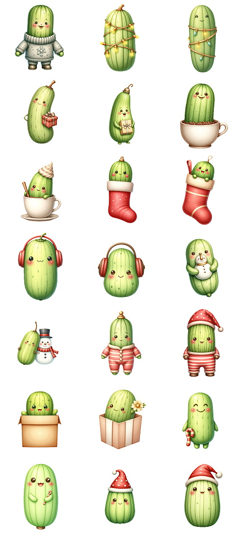 Christmas Pickle Illustrations Mass Bundle 605xPNG