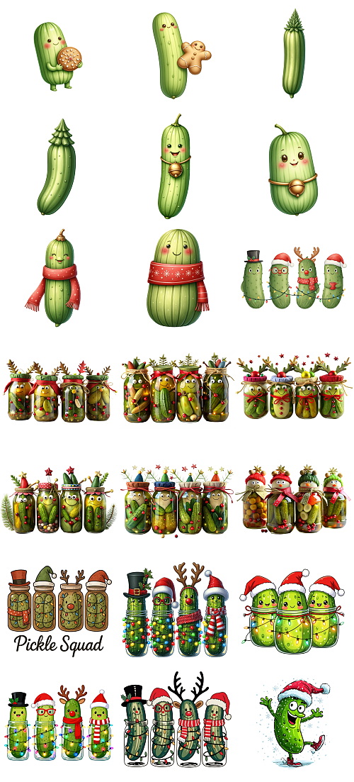Christmas Pickle Illustrations Mass Bundle 605xPNG