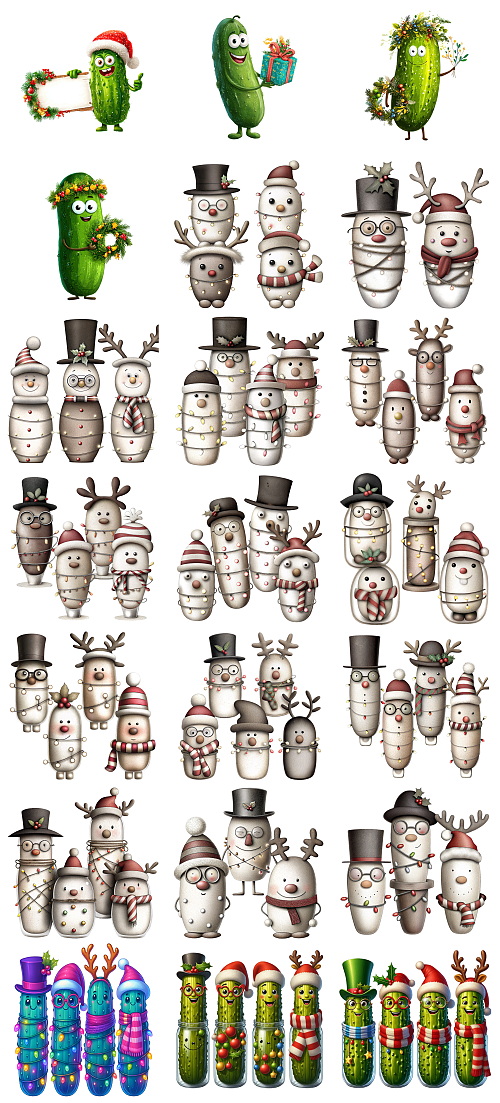 Christmas Pickle Illustrations Mass Bundle 605xPNG