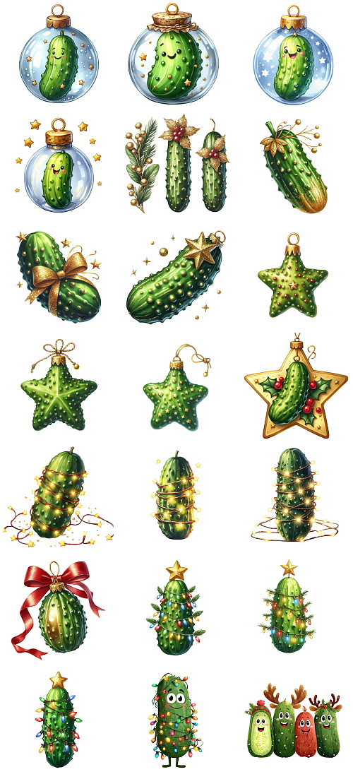 Christmas Pickle Illustrations Mass Bundle 605xPNG