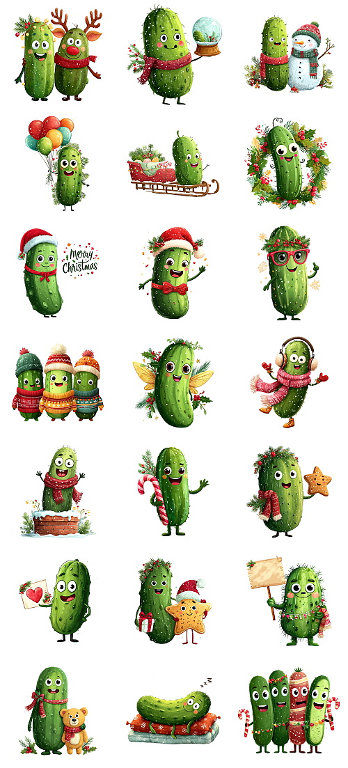Christmas Pickle Illustrations Mass Bundle 605xPNG