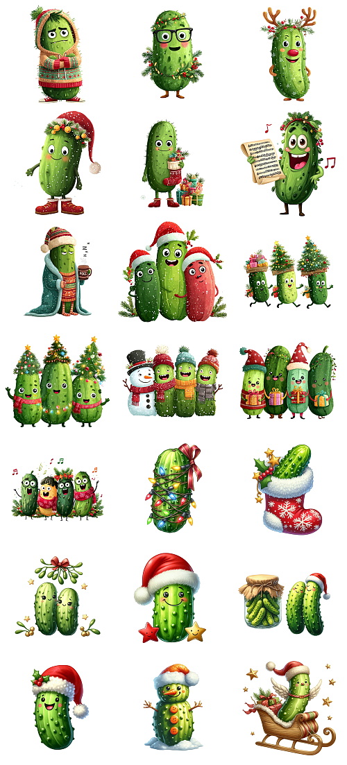 Christmas Pickle Illustrations Mass Bundle 605xPNG