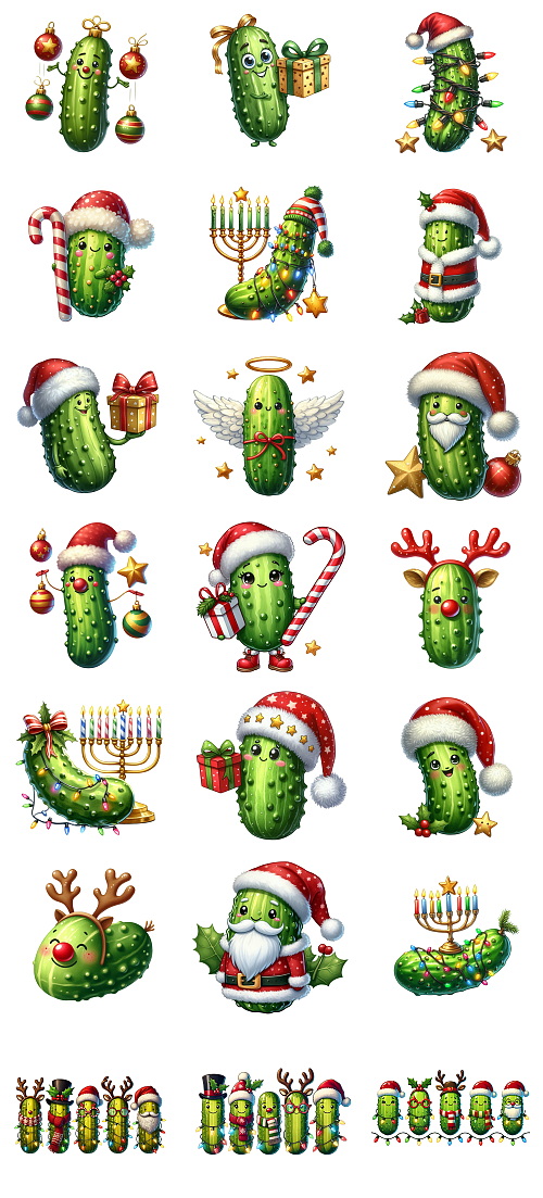 Christmas Pickle Illustrations Mass Bundle 605xPNG