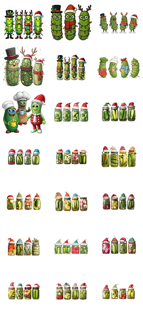 Christmas Pickle Illustrations Mass Bundle 605xPNG