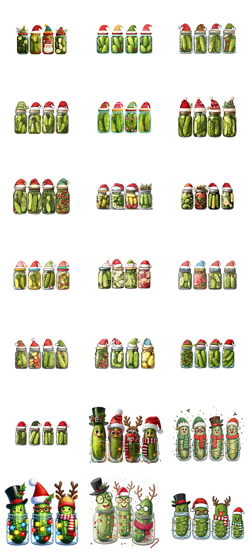 Christmas Pickle Illustrations Mass Bundle 605xPNG
