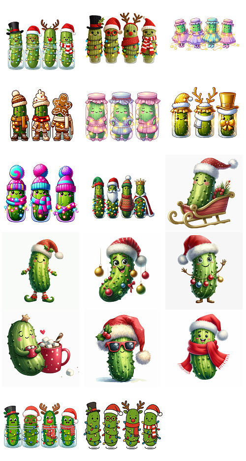 Christmas Pickle Illustrations Mass Bundle 605xPNG
