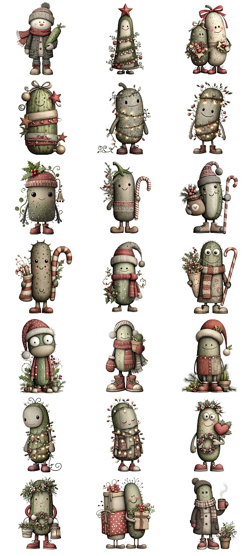 Christmas Pickle Illustrations Mass Bundle 605xPNG