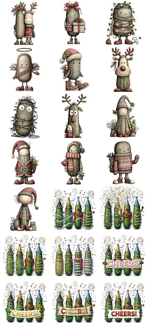 Christmas Pickle Illustrations Mass Bundle 605xPNG