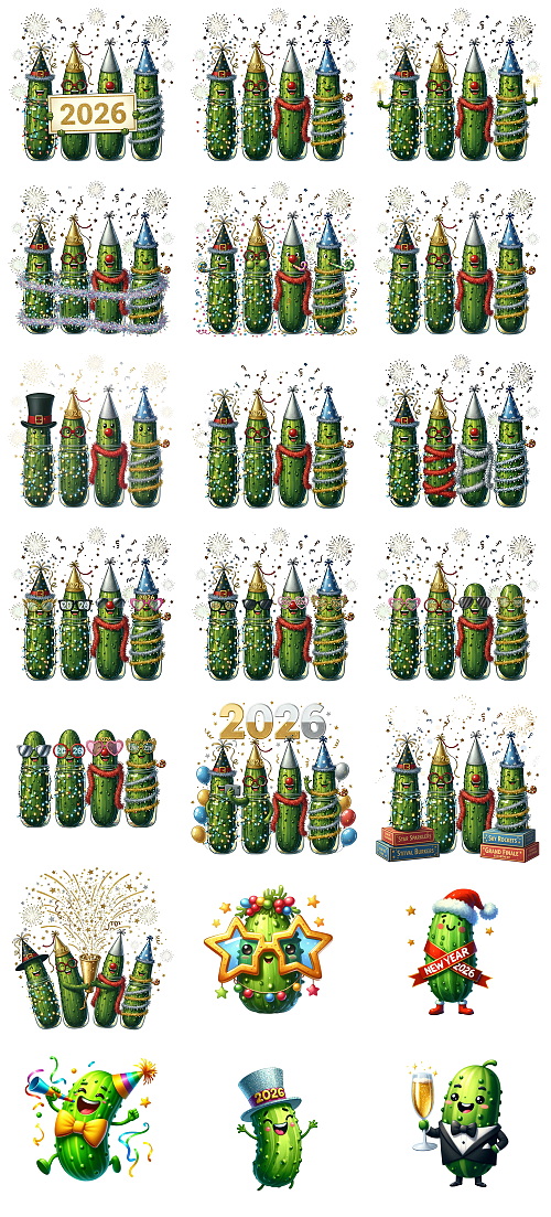 Christmas Pickle Illustrations Mass Bundle 605xPNG