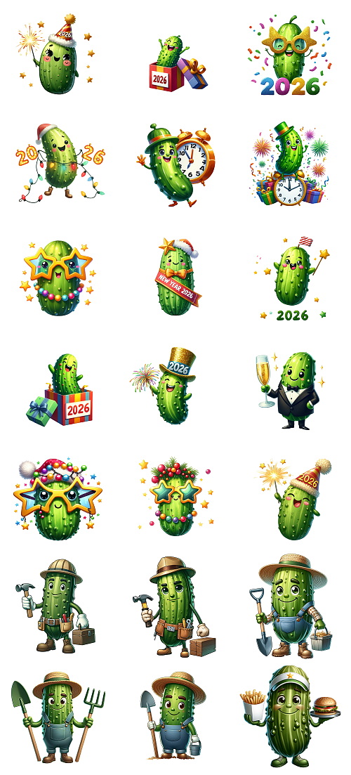 Christmas Pickle Illustrations Mass Bundle 605xPNG