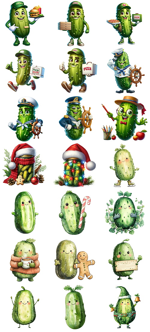 Christmas Pickle Illustrations Mass Bundle 605xPNG