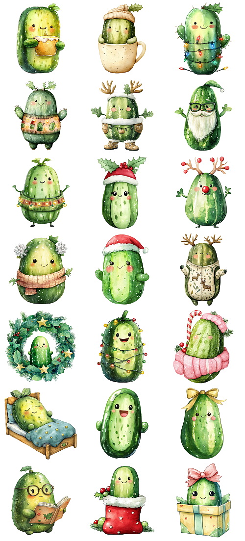 Christmas Pickle Illustrations Mass Bundle 605xPNG