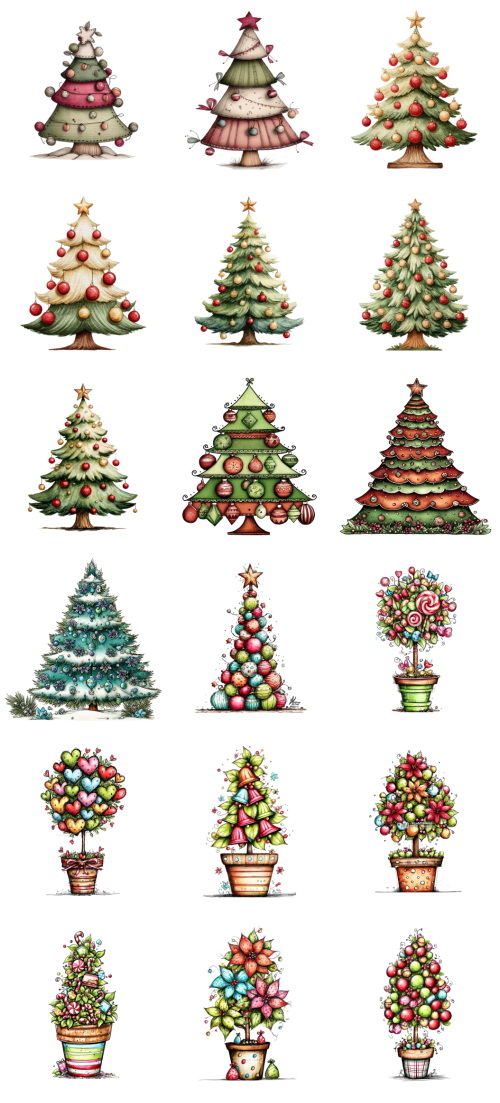 Christmas Tree Pretty Illustrations #6, 175xPNG