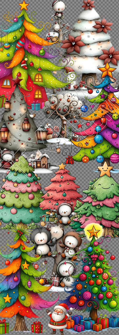 Christmas Tree Pretty Illustrations #7, 113xPNG