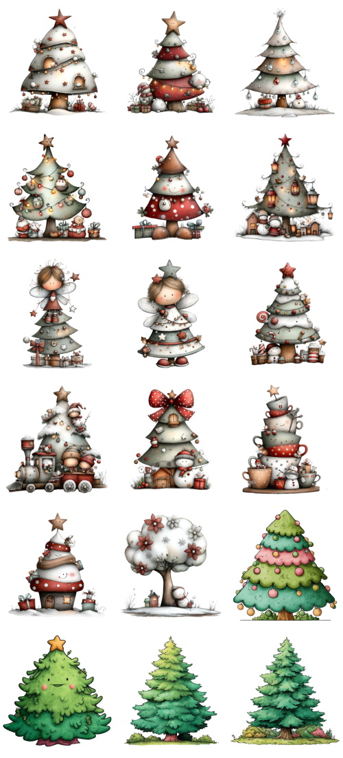 Christmas Tree Pretty Illustrations #7, 113xPNG