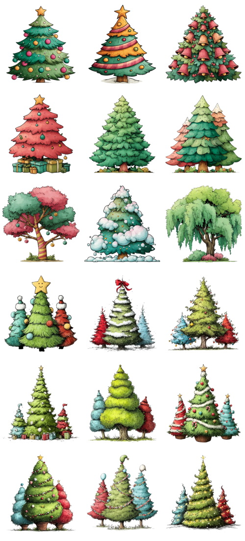 Christmas Tree Pretty Illustrations #7, 113xPNG