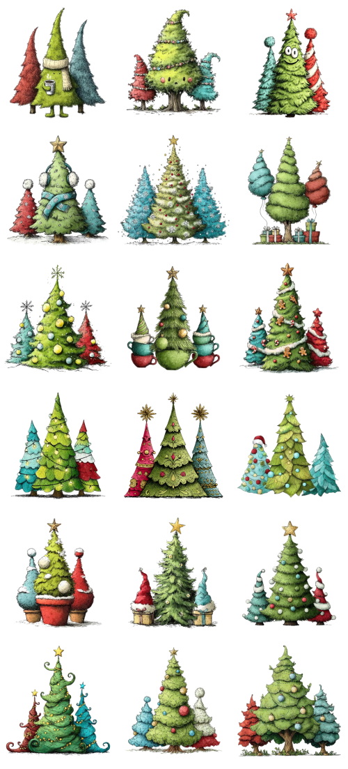 Christmas Tree Pretty Illustrations #7, 113xPNG