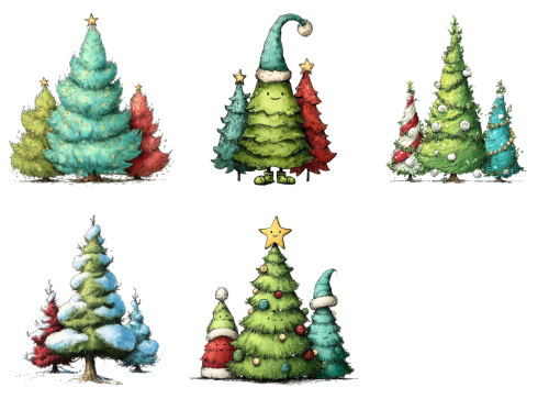 Christmas Tree Pretty Illustrations #7, 113xPNG