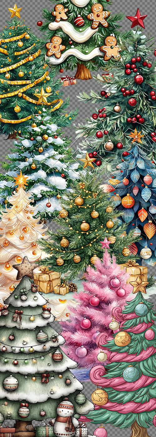 Christmas Tree Pretty Illustrations #8, 149xPNG