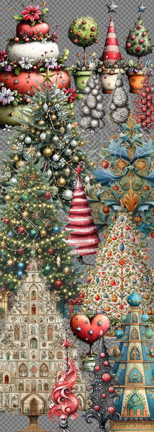 Christmas Tree Pretty Illustrations #9, 68xPNG