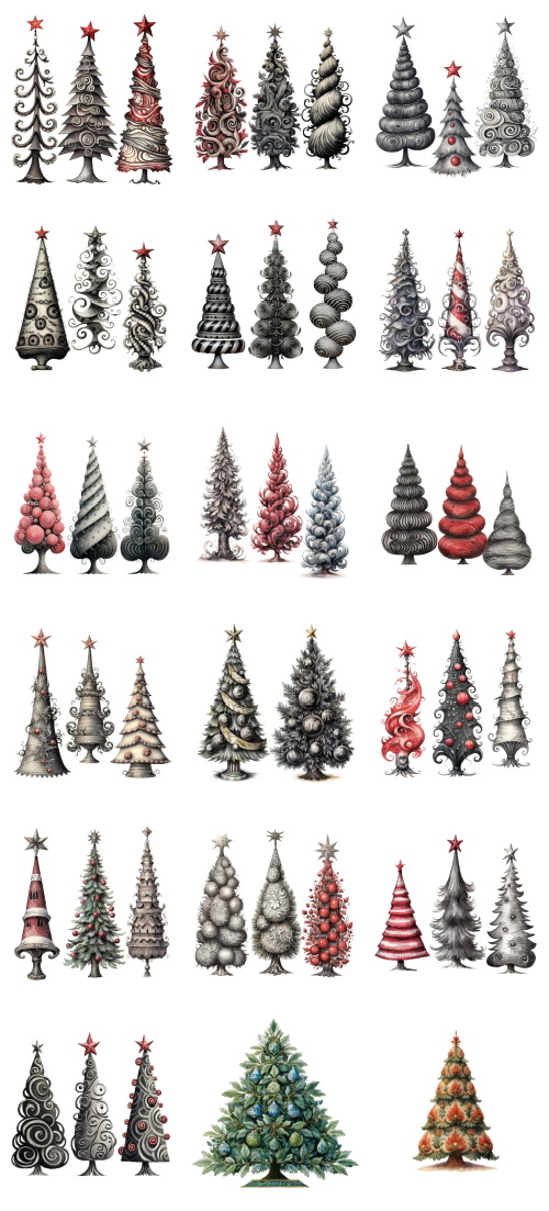 Christmas Tree Pretty Illustrations #9, 68xPNG