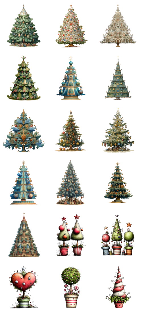 Christmas Tree Pretty Illustrations #9, 68xPNG