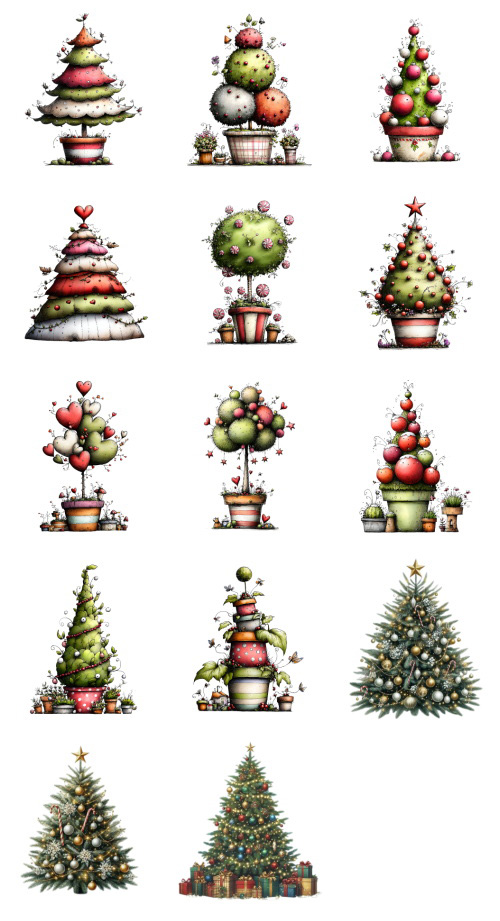 Christmas Tree Pretty Illustrations #9, 68xPNG