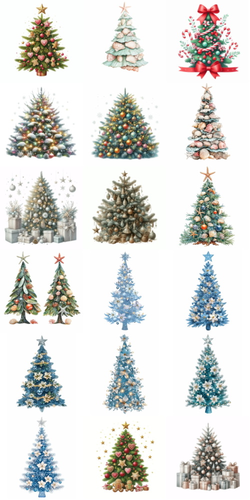 Christmas Tree Pretty Illustrations #16, 72xPNG