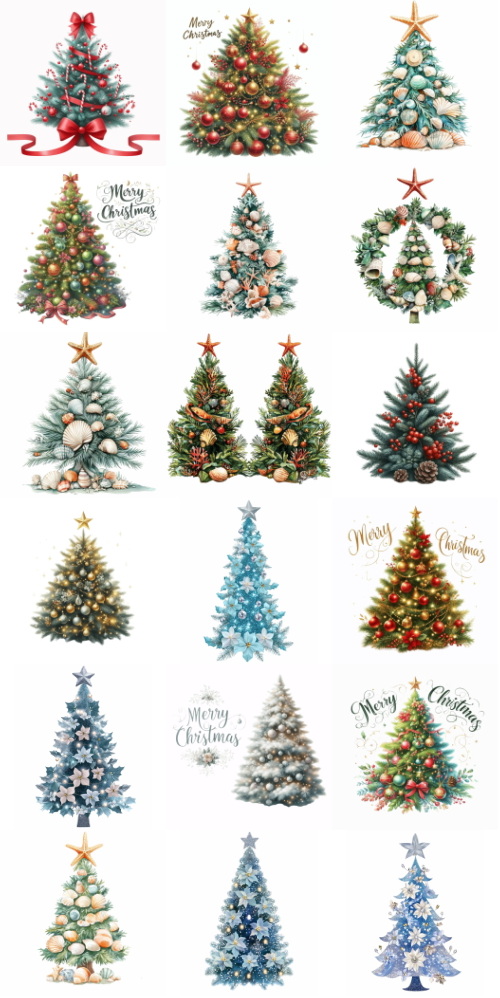 Christmas Tree Pretty Illustrations #16, 72xPNG