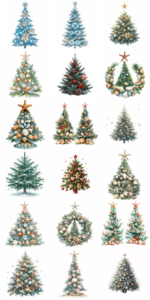 Christmas Tree Pretty Illustrations #16, 72xPNG