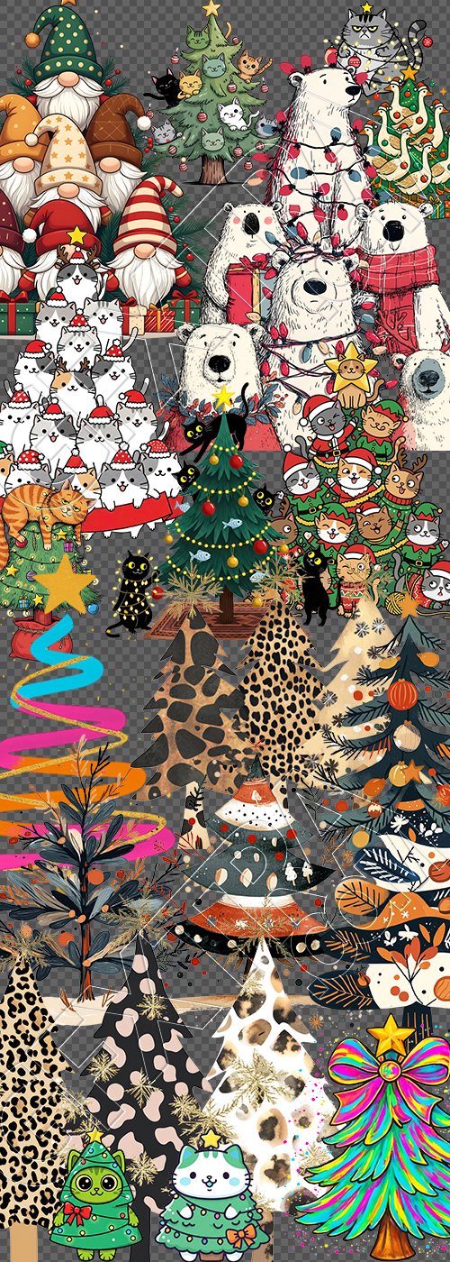 Christmas Tree Pretty Illustrations #17, 85xPNG