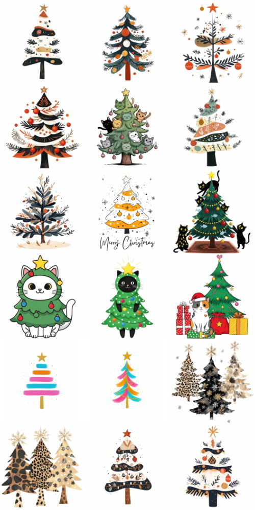Christmas Tree Pretty Illustrations #17, 85xPNG