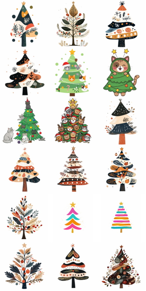Christmas Tree Pretty Illustrations #17, 85xPNG