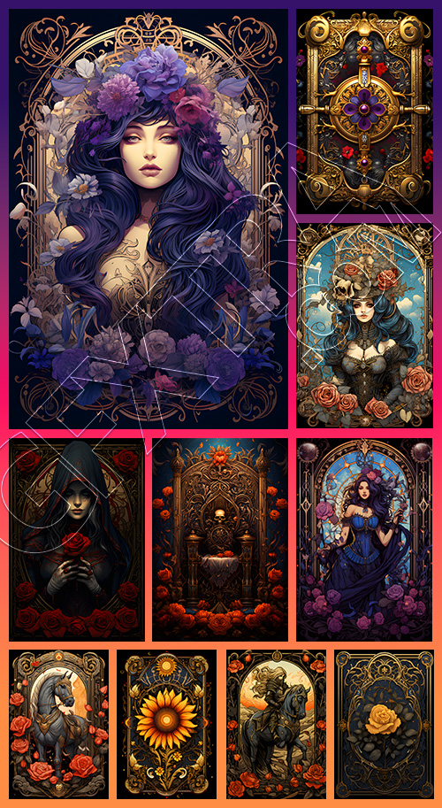 Gothic Tarot Cards - Sublimation Design 107xPNG